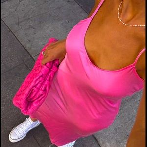 Tan Lines Pink Silk Aloha midi dress (brand new with tags)